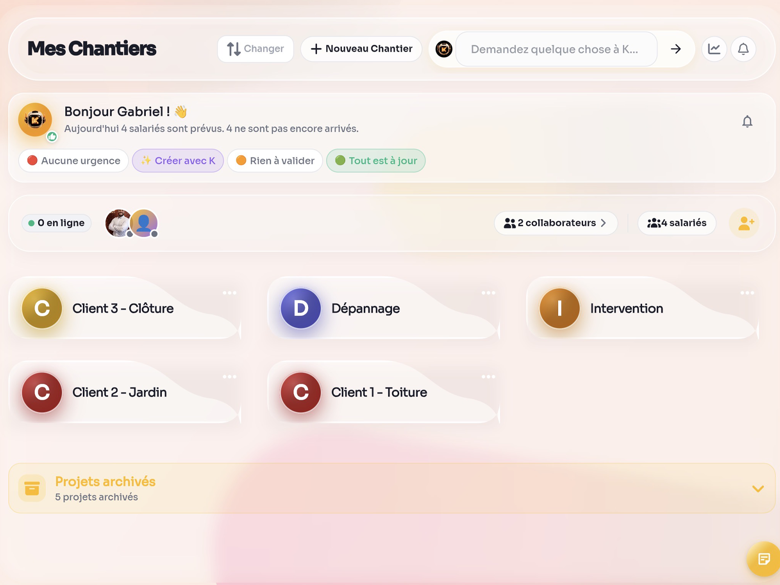 Interface dirigeant Kwenti
